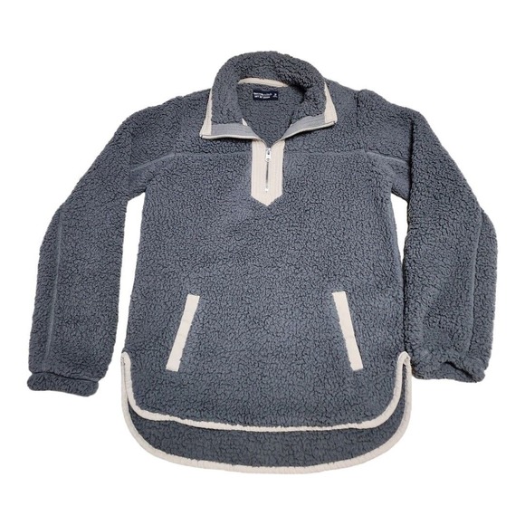 Abercrombie & Fitch Tops - Abercrombie & Fitch Pullover Womens Medium Gray Soft A F‎ Sherpa Fleece 1/4 Zip